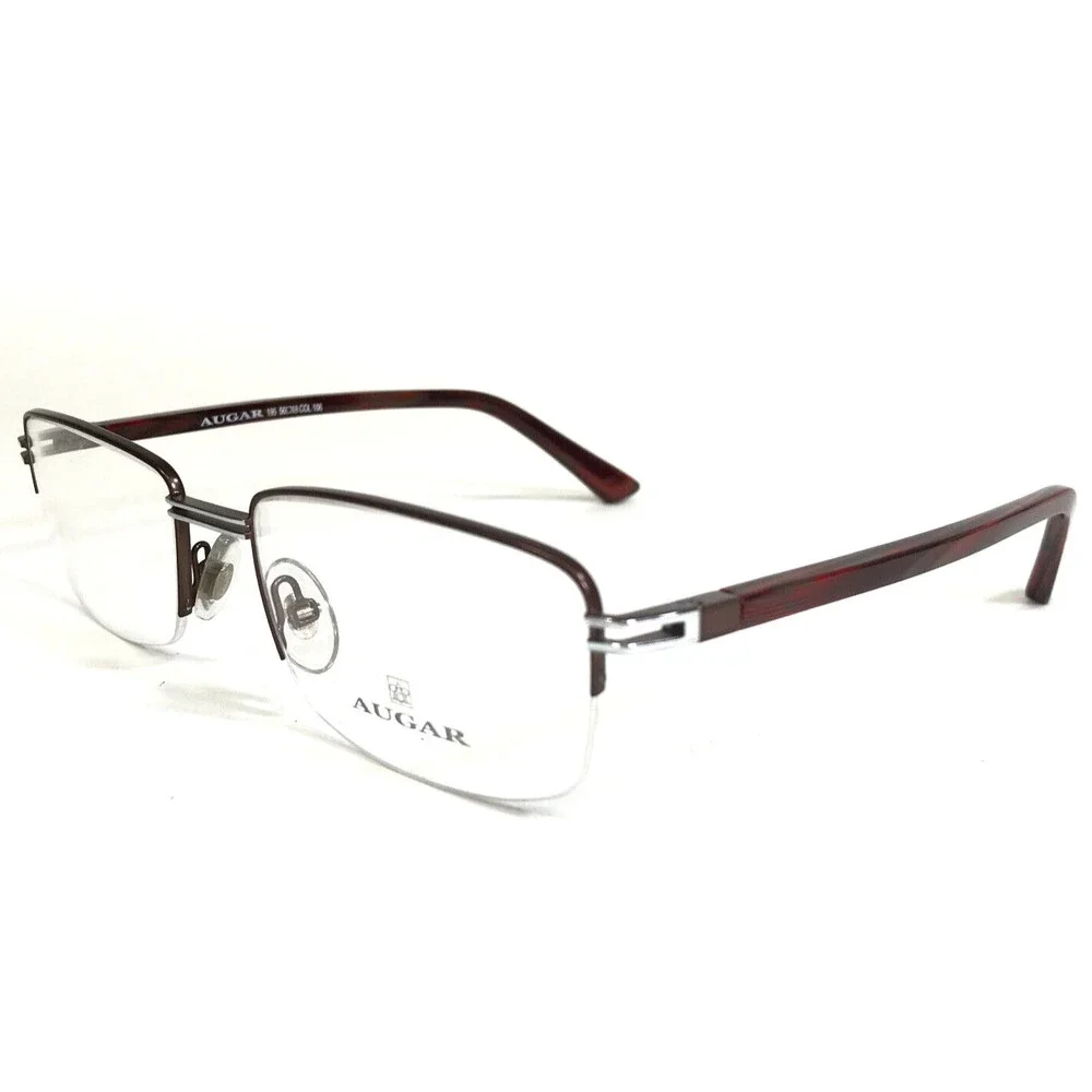 Augar Eyeglasses Frames 195 COL 106 Grey Red 22KT GP Gold Plated 56-18-135